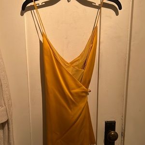 NBD yellow silk appearance dress